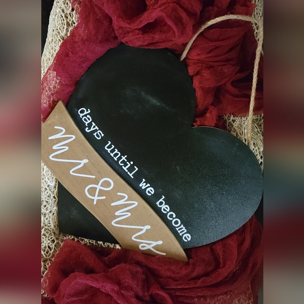 Black Heart Wedding Countdown Sign